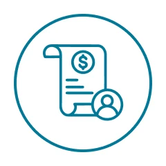 Billing receipt graphic in circle