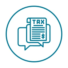 Tax document icon with speech bubbles